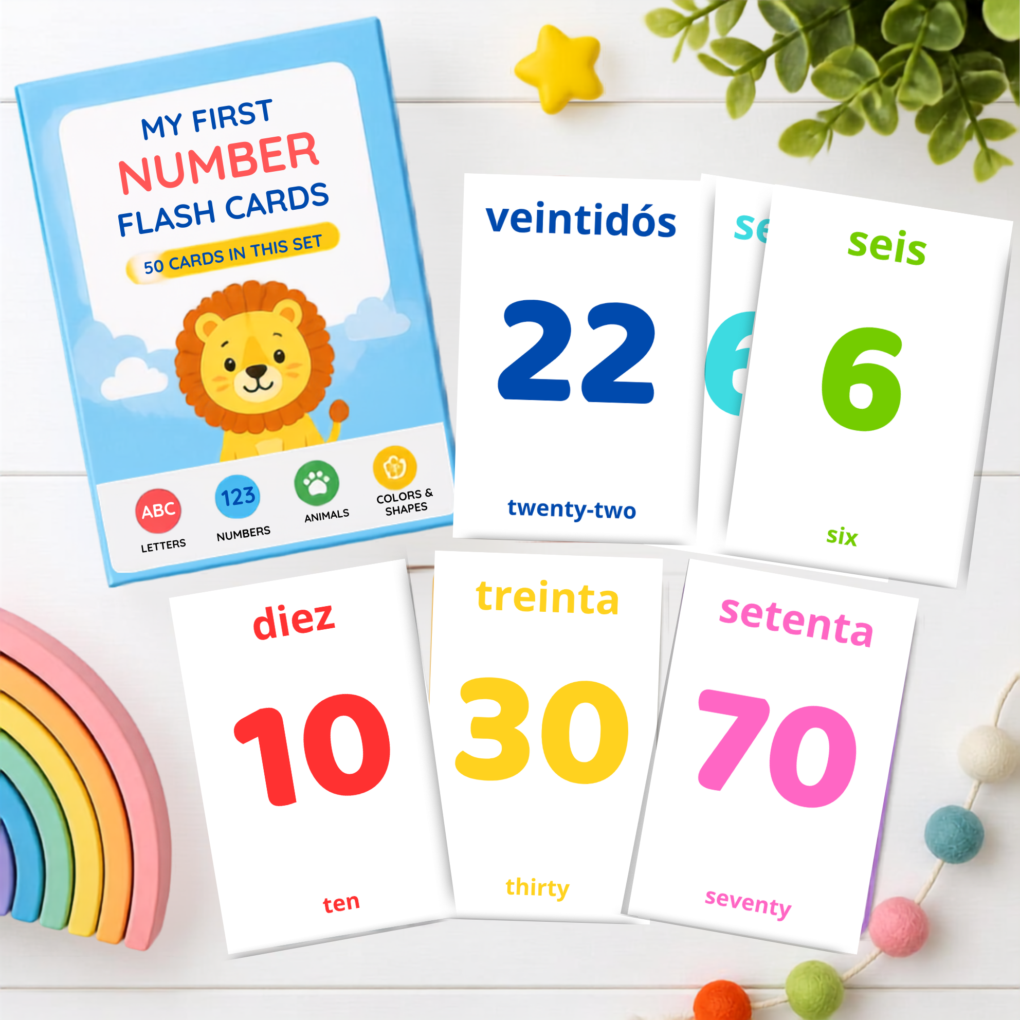 Flashcards Numbers 0–100 (Spanish & English)